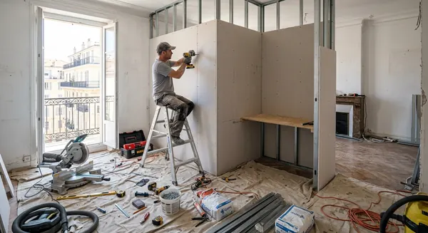Drywall Partitions for a Home Office in Nice, No Permit Needed