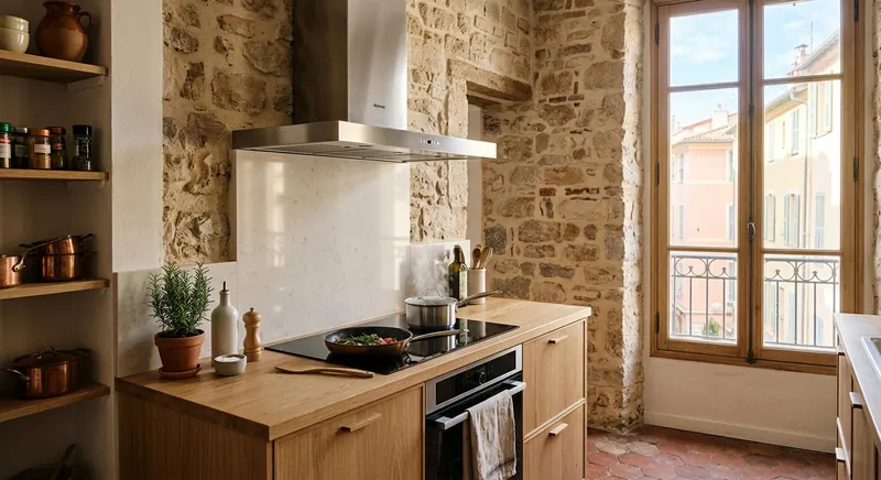 Venting a Kitchen Hood in Old Nice Buildings Without a Shaft
