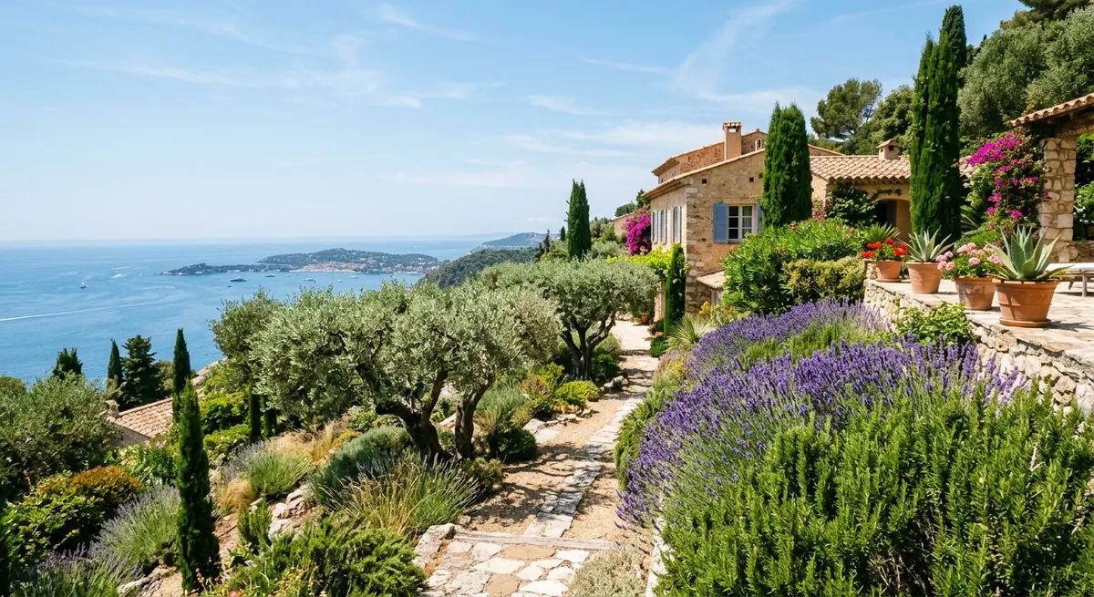 Jardin méditerranéen et irrigation econome sur la Côte d'Azur